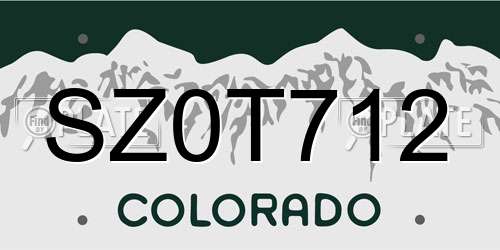 SZ0T712 Colorado License Plate