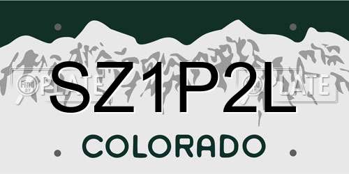 SZ1P2L Colorado License Plate