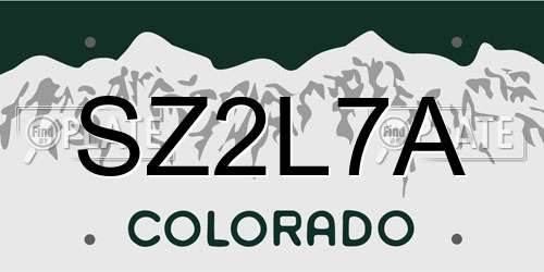 SZ2L7A Colorado License Plate