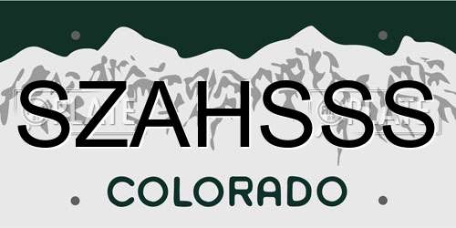 SZAHSSS Colorado License Plate