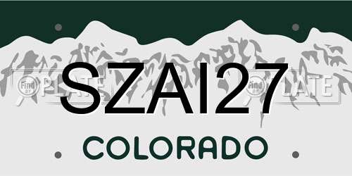 SZAI27 Colorado License Plate