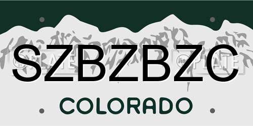SZBZBZC Colorado License Plate