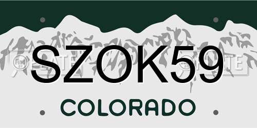 SZOK59 Colorado License Plate