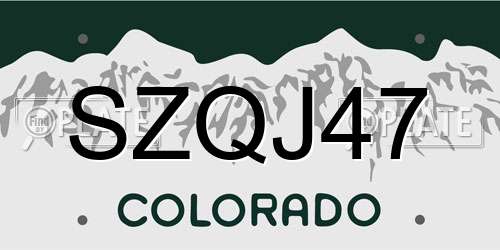 SZQJ47 Colorado License Plate