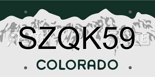 SZQK59 Colorado License Plate