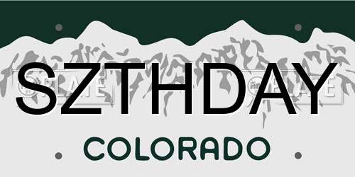 SZTHDAY Colorado License Plate