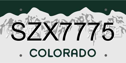 SZX7775 Colorado License Plate