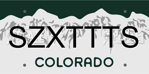 SZXTTTS Colorado License Plate