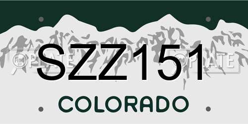 SZZ151 Colorado License Plate
