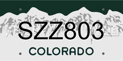 SZZ803 Colorado License Plate