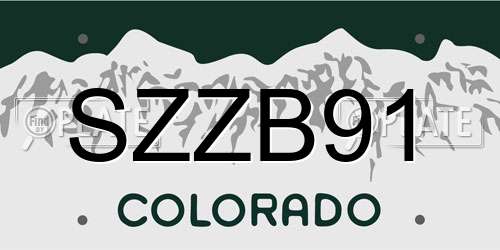 SZZB91 Colorado License Plate