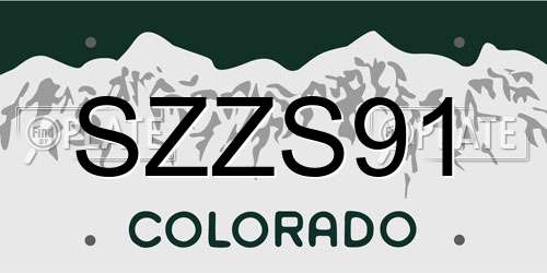 SZZS91 Colorado License Plate