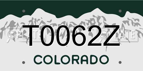 T0062Z Colorado License Plate