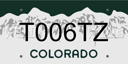 T006TZ Colorado License Plate
