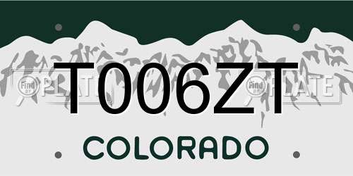 T006ZT Colorado License Plate