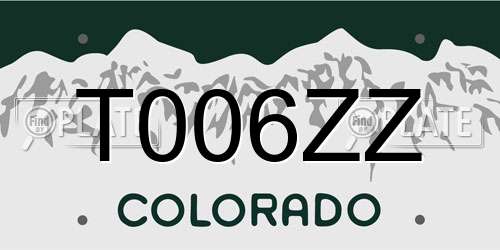 T006ZZ Colorado License Plate