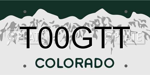 T00GTT Colorado License Plate