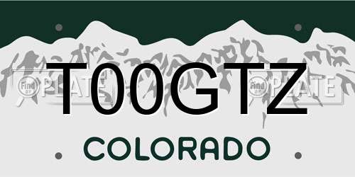T00GTZ Colorado License Plate