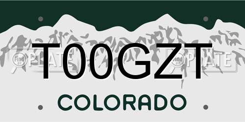 T00GZT Colorado License Plate
