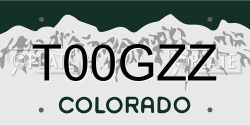 T00GZZ Colorado License Plate