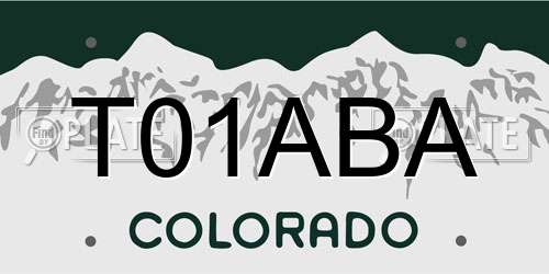 T01ABA Colorado License Plate