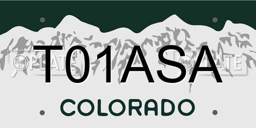 T01ASA Colorado License Plate