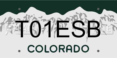 T01ESB Colorado License Plate