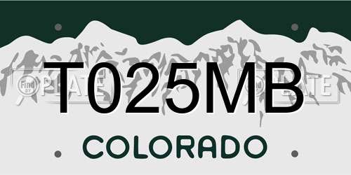 T025MB Colorado License Plate