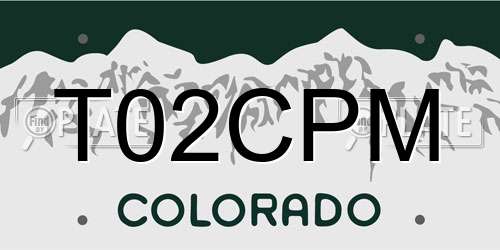 T02CPM Colorado License Plate