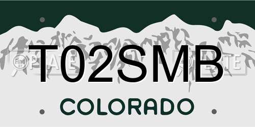 T02SMB Colorado License Plate