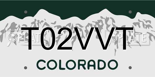 T02VVT Colorado License Plate