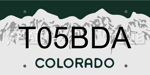T05BDA Colorado License Plate