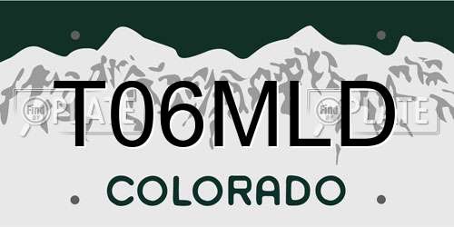 T06MLD Colorado License Plate