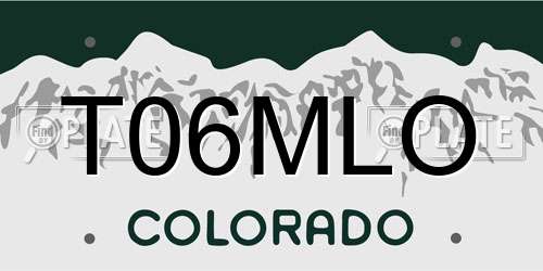 T06MLO Colorado License Plate