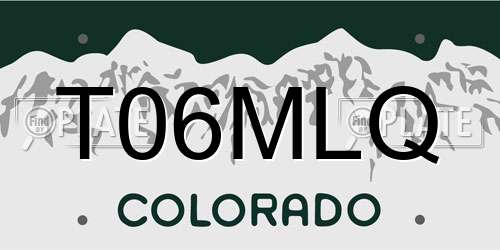 T06MLQ Colorado License Plate