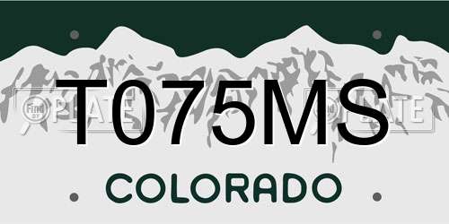T075MS Colorado License Plate