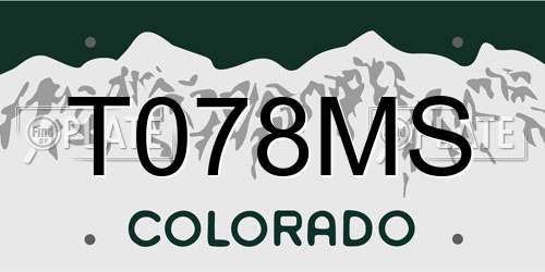 T078MS Colorado License Plate