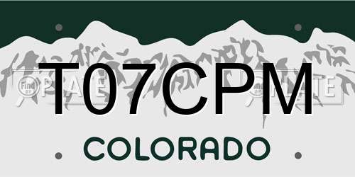 T07CPM Colorado License Plate