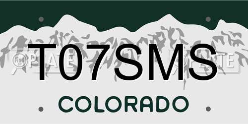 T07SMS Colorado License Plate