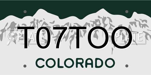 T07TOO Colorado License Plate