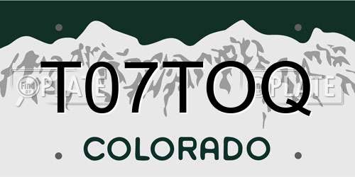 T07TOQ Colorado License Plate