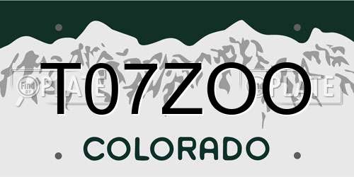 T07ZOO Colorado License Plate