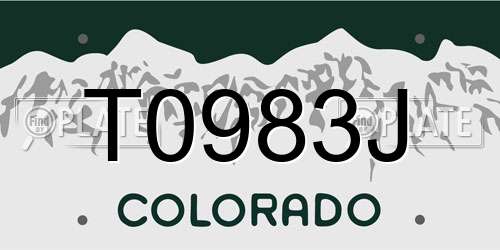 T0983J Colorado License Plate