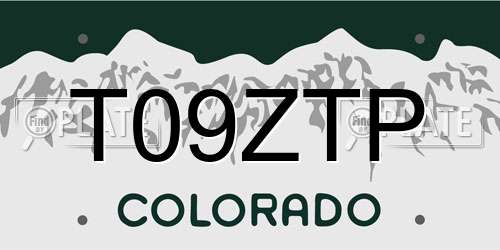 T09ZTP Colorado License Plate