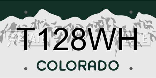 T128WH Colorado License Plate