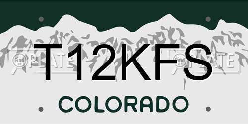 T12KFS Colorado License Plate
