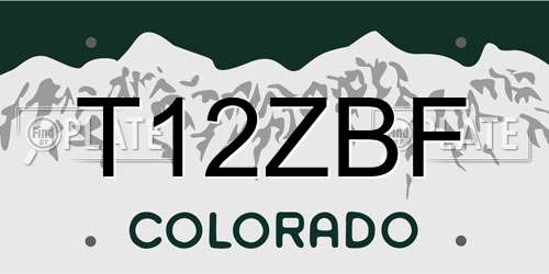 T12ZBF Colorado License Plate