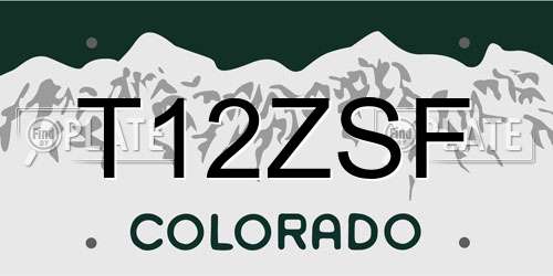 T12ZSF Colorado License Plate