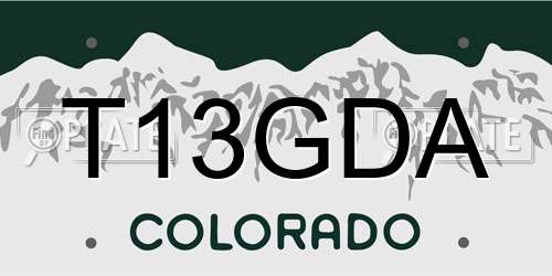 T13GDA Colorado License Plate
