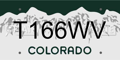T166WV Colorado License Plate